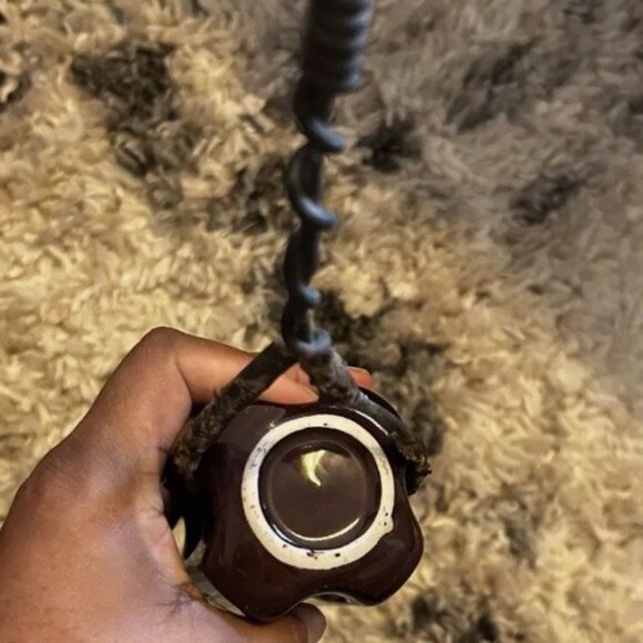 PORCELAIN JOHNNY BALL VINTAGE GUY WIRE INSULATOR With Original Wire Still Attach - Picture 6 of 8